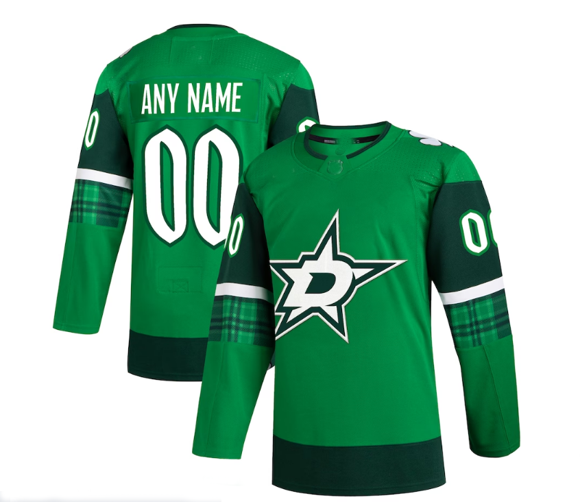 Custom D.Stars 2023 St. Patrick's Day Primegreen Authentic Jersey - Kelly Green Stitched American Hockey Jersey UNEC
