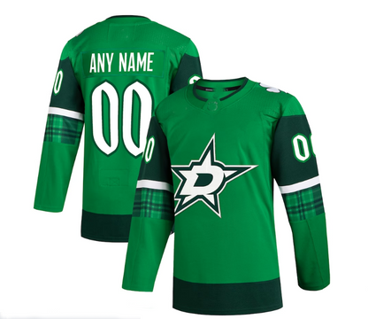 Custom D.Stars 2023 St. Patrick's Day Primegreen Authentic Jersey - Kelly Green Stitched American Hockey Jersey UNEC