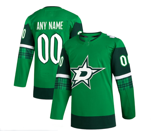 Custom D.Stars 2023 St. Patrick's Day Primegreen Authentic Jersey - Kelly Green Stitched American Hockey Jersey UNEC