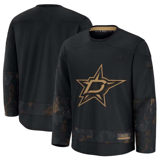 D.Stars Fanatics 2024 Military Appreciation Practice Jersey - Black Stitched American Hockey Jersey UNEC