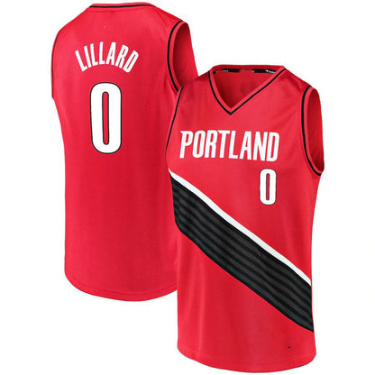 P.Trail Blazers #0 Damian Lillard Fanatics Branded 2020-21 Fast Break Replica Jersey Statement Edition  Red Stitched American Basketball Jersey UNEC