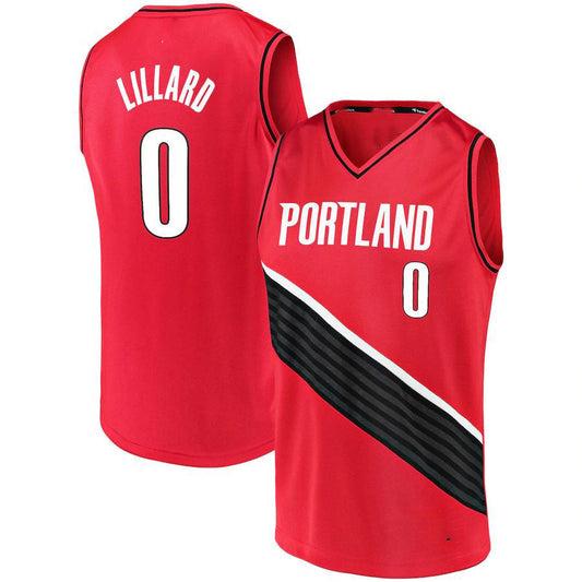 P.Trail Blazers #0 Damian Lillard Fanatics Branded 2020-21 Fast Break Replica Jersey Statement Edition  Red Stitched American Basketball Jersey UNEC