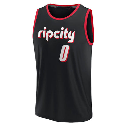 P.Trail Blazers #0 Damian Lillard Fanatics Branded 2021-22 Fast Break Replica Jersey City Edition Black Stitched American Basketball Jersey UNEC