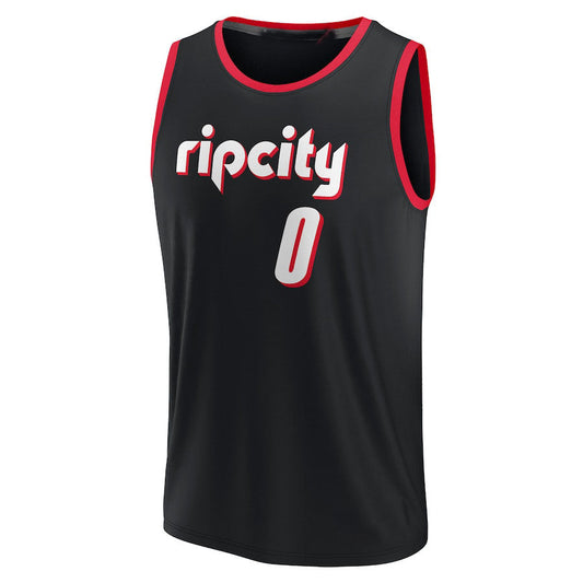 P.Trail Blazers #0 Damian Lillard Fanatics Branded 2021-22 Fast Break Replica Jersey City Edition Black Stitched American Basketball Jersey UNEC