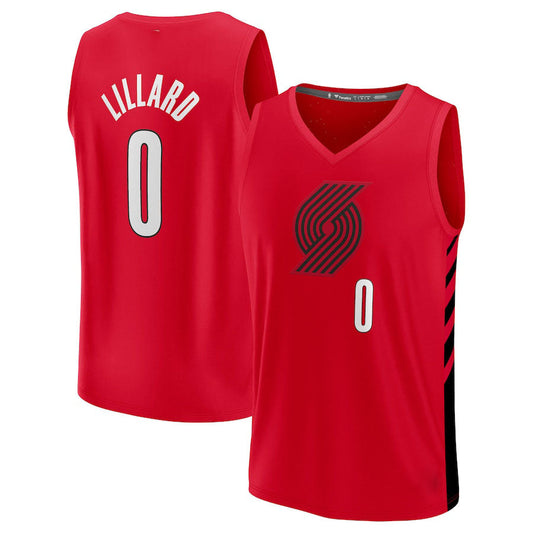 P.Trail Blazers #0 Damian Lillard Fanatics Branded 2022-23 Fast Break Jersey Statement Edition Red Stitched American Basketball Jersey UNEC
