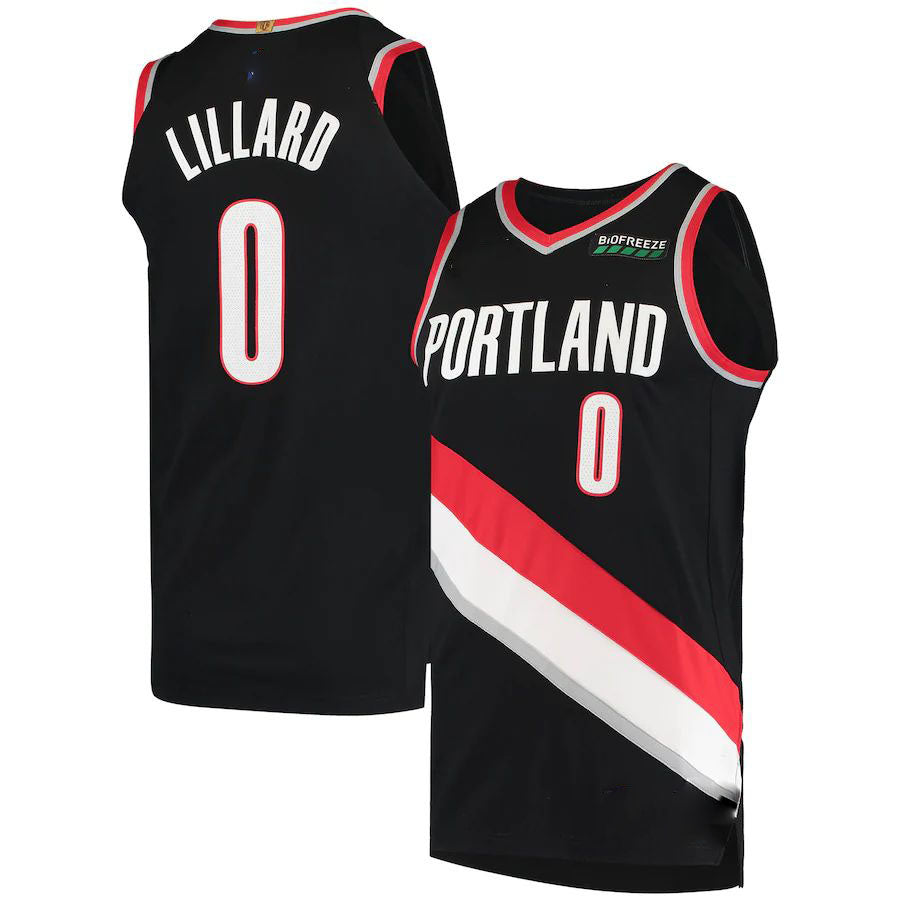 P.Trail Blazers #0 Damian Lillard 2020-21 Authentic Jersey Icon Edition Black Stitched American Basketball Jersey UNEC