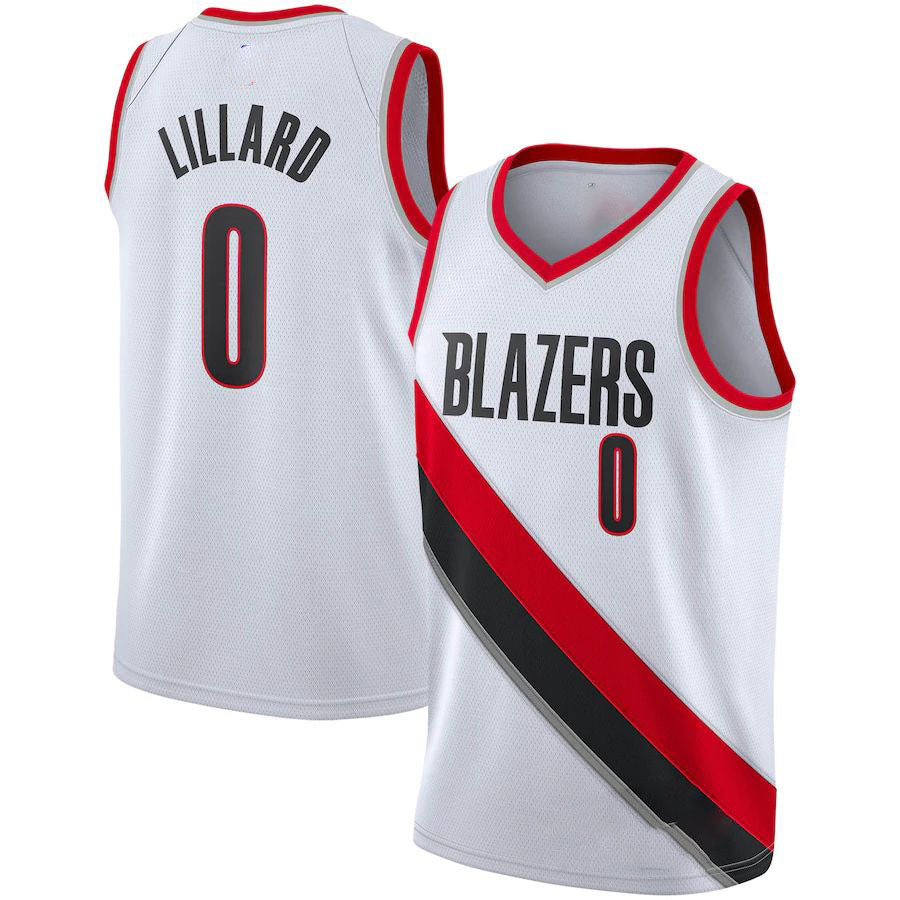 P.Trail Blazers #0 Damian Lillard 2020-21 Swingman Player Jersey  Association Edition White Stitched American Basketball Jersey UNEC