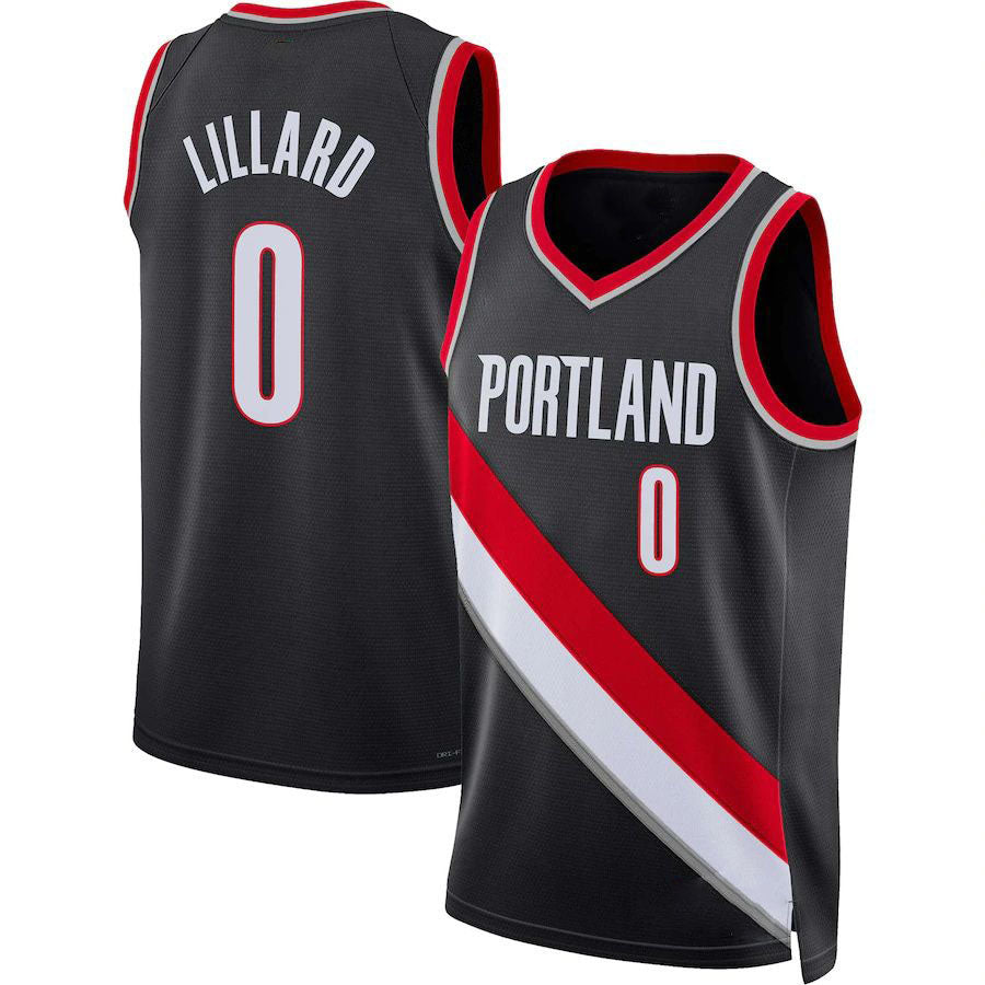 P.Trail Blazers #0 Damian Lillard Unisex 2022-23 Swingman Jersey Icon Edition Black Stitched American Basketball Jersey UNEC
