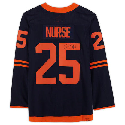 E.Oilers #25 Darnell Nurse Fanatics Authentic Autographed Alternate Jersey Navy Stitched American Hockey Jersey UNEC