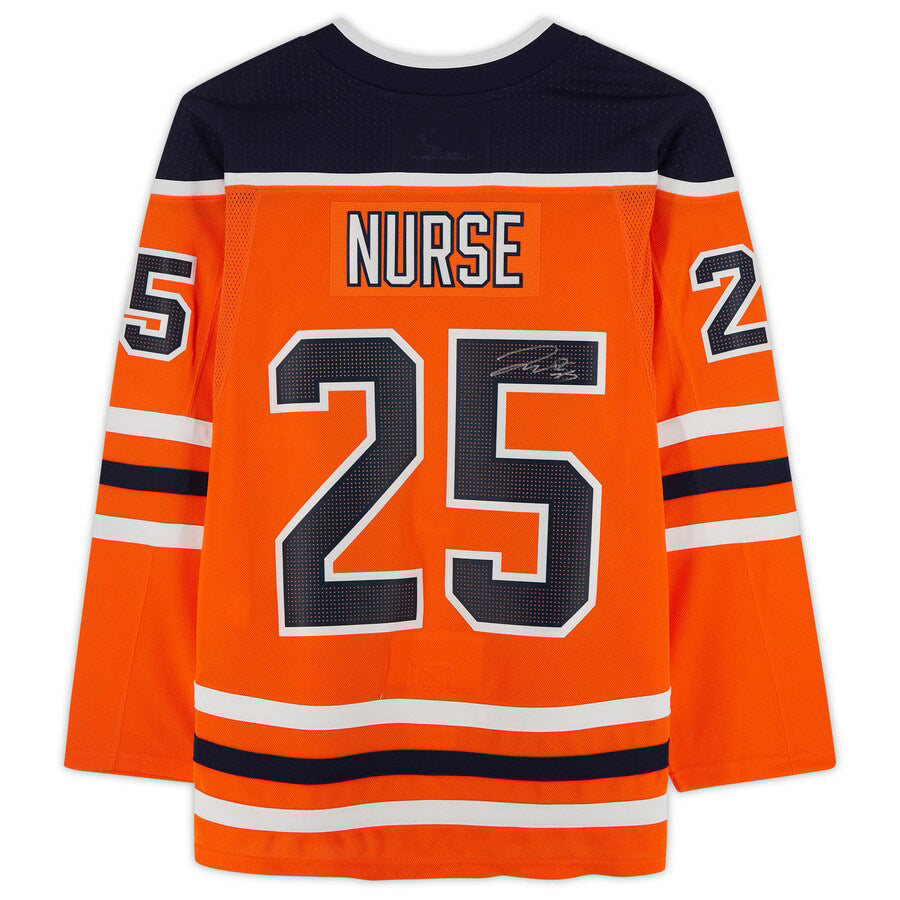 E.Oilers #25 Darnell Nurse Fanatics Authentic Autographed Jersey Orange Stitched American Hockey Jersey UNEC