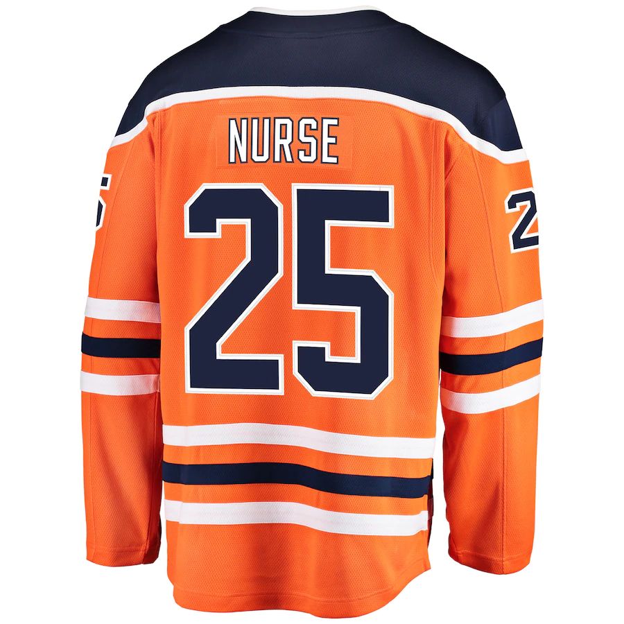 E.Oilers #25 Darnell Nurse Fanatics Branded Breakaway Player Jersey Orange Stitched American Hockey Jersey UNEC