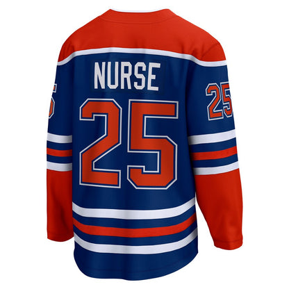 E.Oilers #25 Darnell Nurse Fanatics Branded Home Breakaway Player Jersey Royal Stitched American Hockey Jersey UNEC