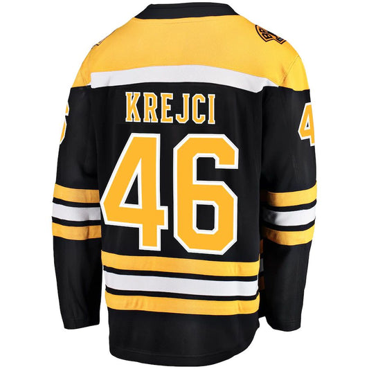 B.Bruins #46 David Krejci Fanatics Branded Home Breakaway Player Jersey Black Stitched American Hockey Jersey UNEC