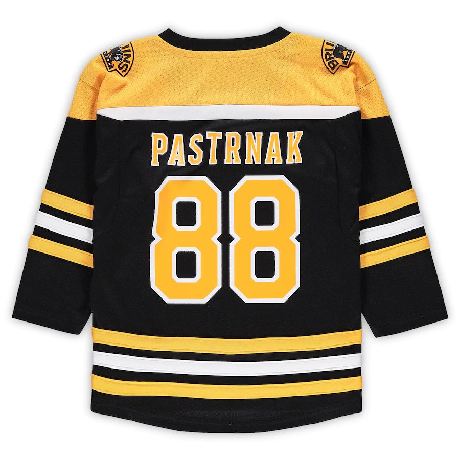 B.Bruins #88 David Pastrnak Preschool Home Replica Player Jersey Black Stitched American Hockey Jersey UNEC