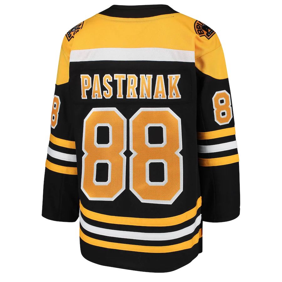 B.Bruins #88 David Pastrnak Home Premier Player Jersey Black Stitched American Hockey Jersey UNEC