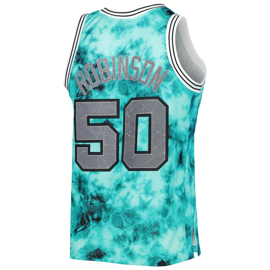 S.Antonio Spurs #50 David Robinson Mitchell & Ness 1998-99 Galaxy Swingman Jersey  Teal Stitched American Basketball Jersey UNEC