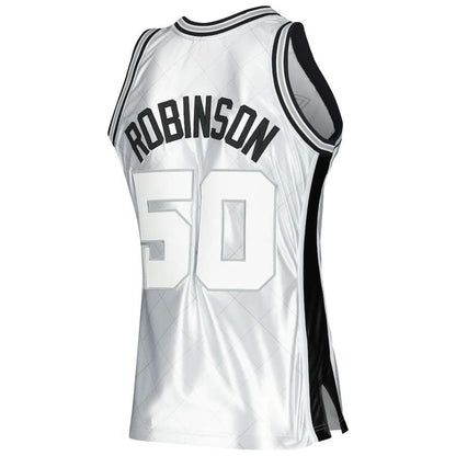 S.Antonio Spurs #50 David Robinson Mitchell & Ness 1998-99 Hardwood Classics 75th Anniversary Swingman Jersey Platinum Stitched American Basketball Jersey UNEC