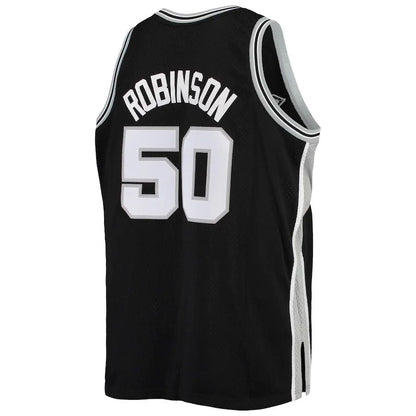 S.Antonio Spurs #50 David Robinson Mitchell & Ness Big & Tall Hardwood Classics Jersey Black Stitched American Basketball Jersey UNEC