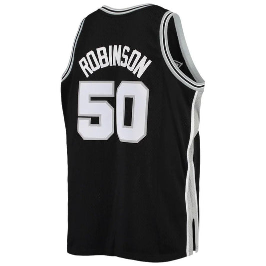 S.Antonio Spurs #50 David Robinson Mitchell & Ness Big & Tall Hardwood Classics Jersey Black Stitched American Basketball Jersey UNEC