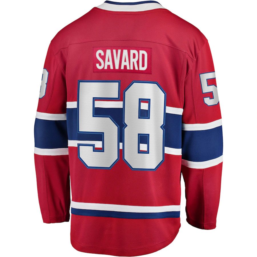 M.Canadiens #58 David Savard Fanatics Branded Home Breakaway Player Jersey Red Stitched American Hockey Jersey UNEC