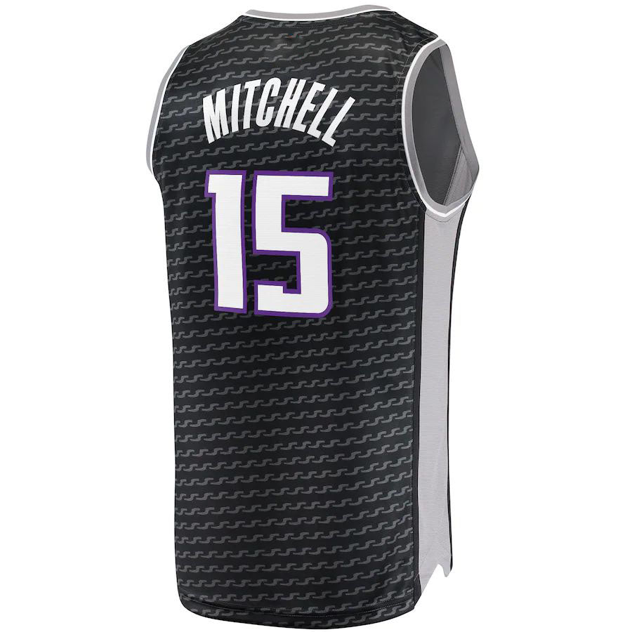 S.Kings #15 Davion Mitchell  Fanatics Branded  Fast Break Replica Jersey Statement Edition Black Stitched American Basketball Jersey UNEC