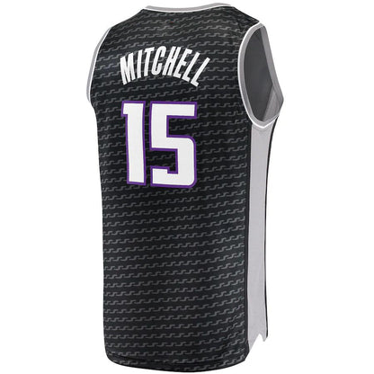 S.Kings #15 Davion Mitchell  Fanatics Branded  Fast Break Replica Jersey Statement Edition Black Stitched American Basketball Jersey UNEC