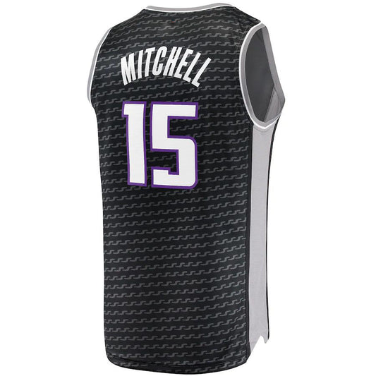 S.Kings #15 Davion Mitchell  Fanatics Branded  Fast Break Replica Jersey Statement Edition Black Stitched American Basketball Jersey UNEC