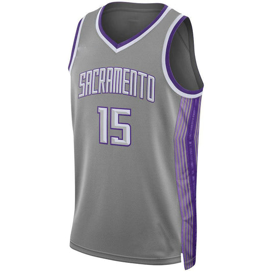 S.Kings #15 Davion Mitchell Unisex  Swingman Jersey  City Edition  Anthracite Stitched American Basketball Jersey UNEC