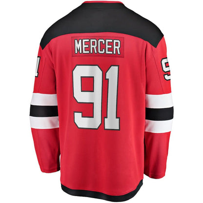 NJ.Devils #91 Dawson Mercer Fanatics Branded Home Breakaway Jersey Red Stitched American Hockey Jersey UNEC