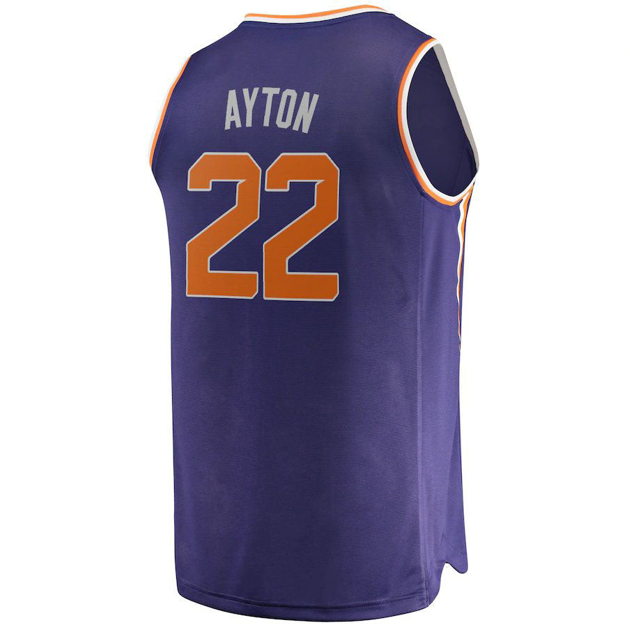 P.Suns #22 DeAndre Ayton Fanatics Branded Fast Break Replica Jersey Icon Edition Purple Stitched American Basketball Jersey UNEC