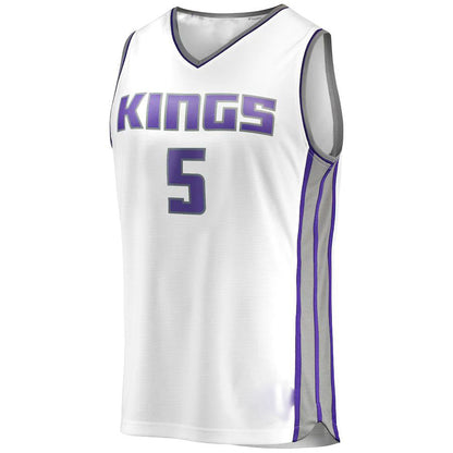 S.Kings #5 De'Aaron Fox Fanatics Branded 2019-20 Fast Break Replica Player Jersey  Association Edition White Stitched American Basketball Jersey UNEC