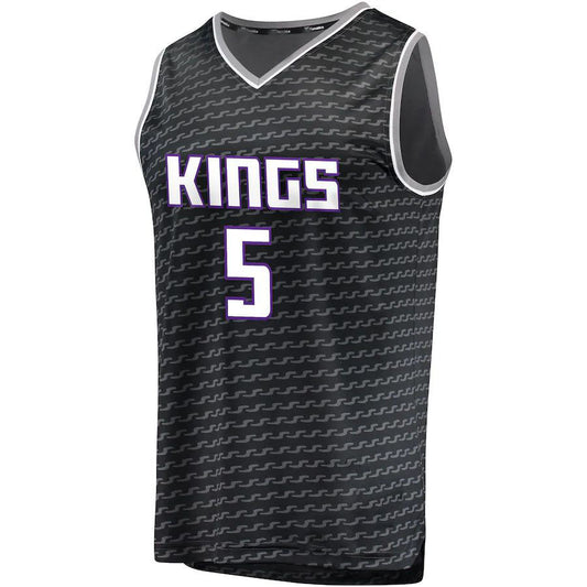 S.Kings #5 De'Aaron Fox Fanatics Branded Fast Break Replica Jersey Black Statement Edition Stitched American Basketball Jersey UNEC