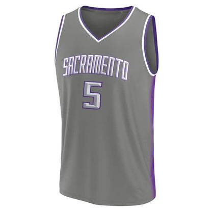S.Kings #5 De'Aaron Fox Fanatics Branded Fastbreak Jersey City Edition Gray Stitched American Basketball Jersey UNEC