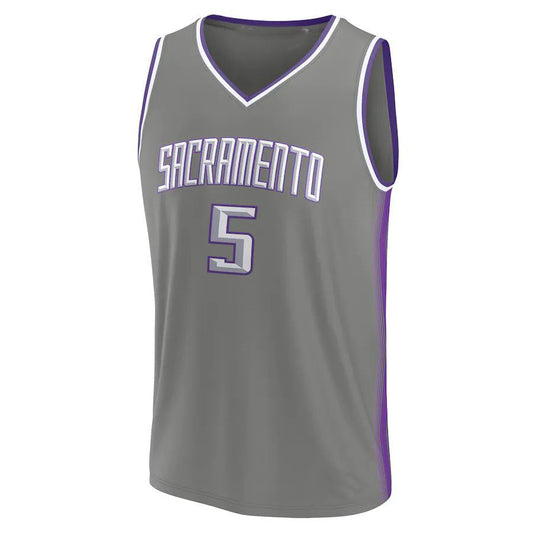 S.Kings #5 De'Aaron Fox Fanatics Branded Fastbreak Jersey City Edition Gray Stitched American Basketball Jersey UNEC