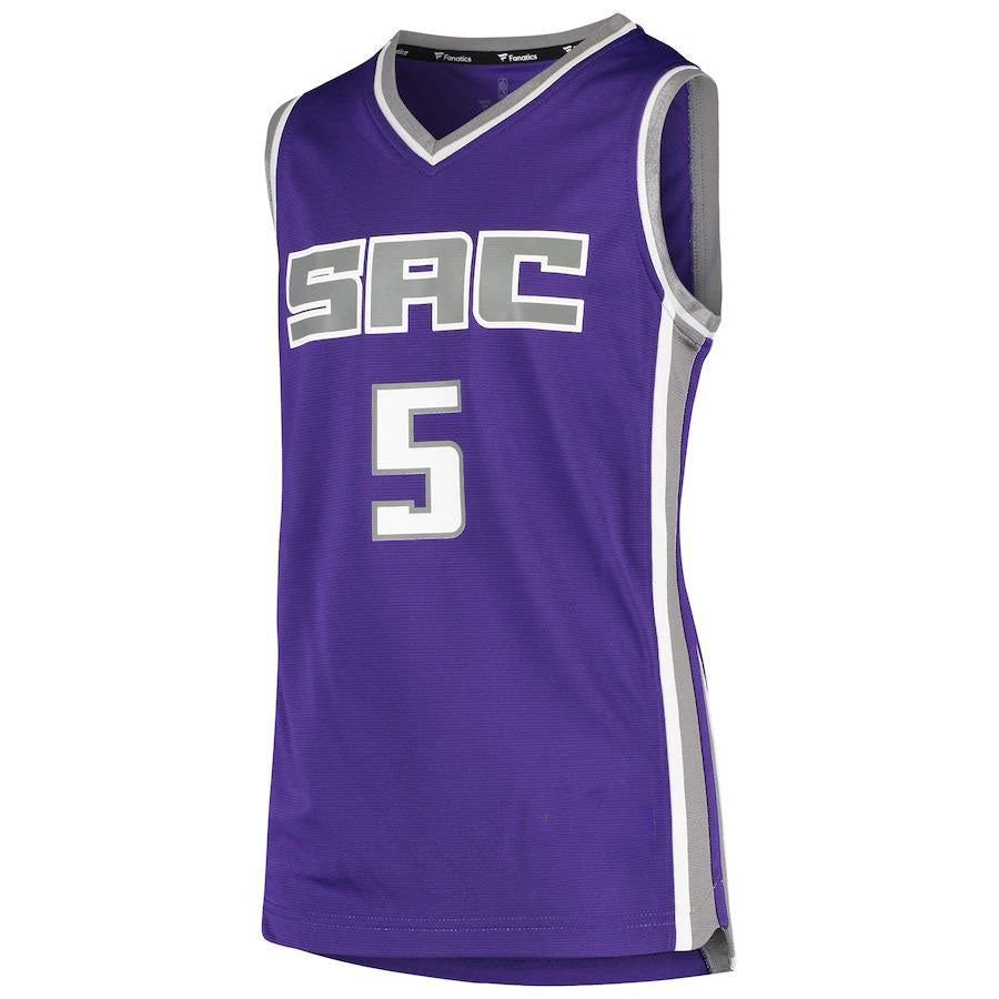 S.Kings #5 De'Aaron Fox  Fanatics Branded  Fast Break Team Jersey Purple Stitched American Basketball Jersey UNEC