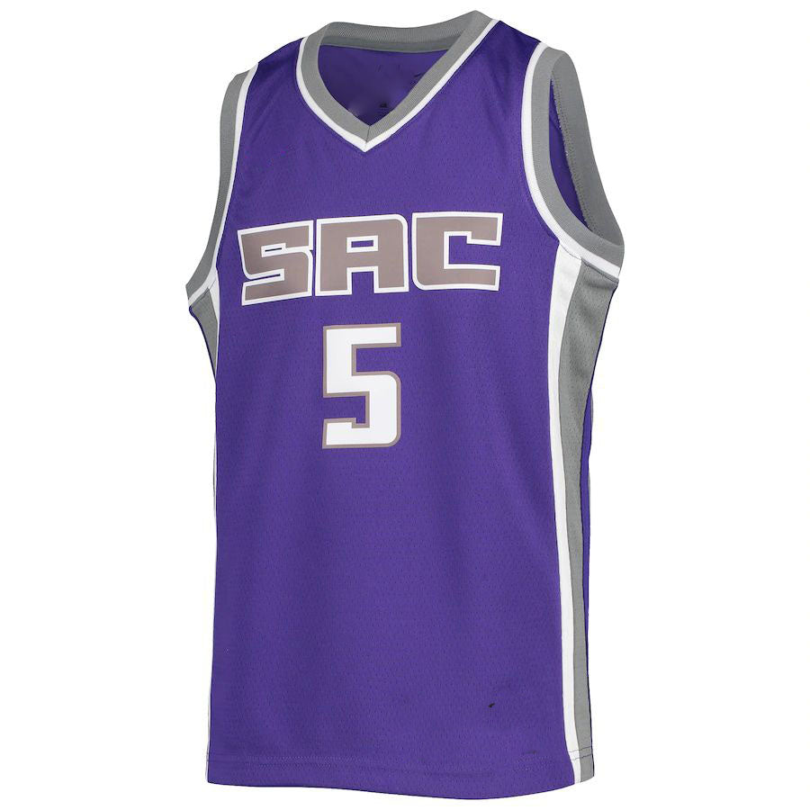 S.Kings #5 De'Aaron Fox  Diamond Swingman Jersey Icon Edition Purple Stitched American Basketball Jersey UNEC