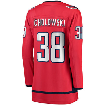 W.Capitals #38 Dennis Cholowski Fanatics Branded Home Breakaway Player Jersey  Red Stitched American Hockey Jersey UNEC