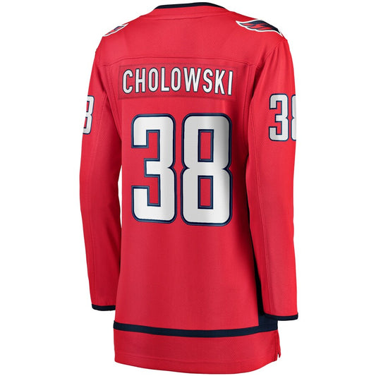 W.Capitals #38 Dennis Cholowski Fanatics Branded Home Breakaway Player Jersey  Red Stitched American Hockey Jersey UNEC