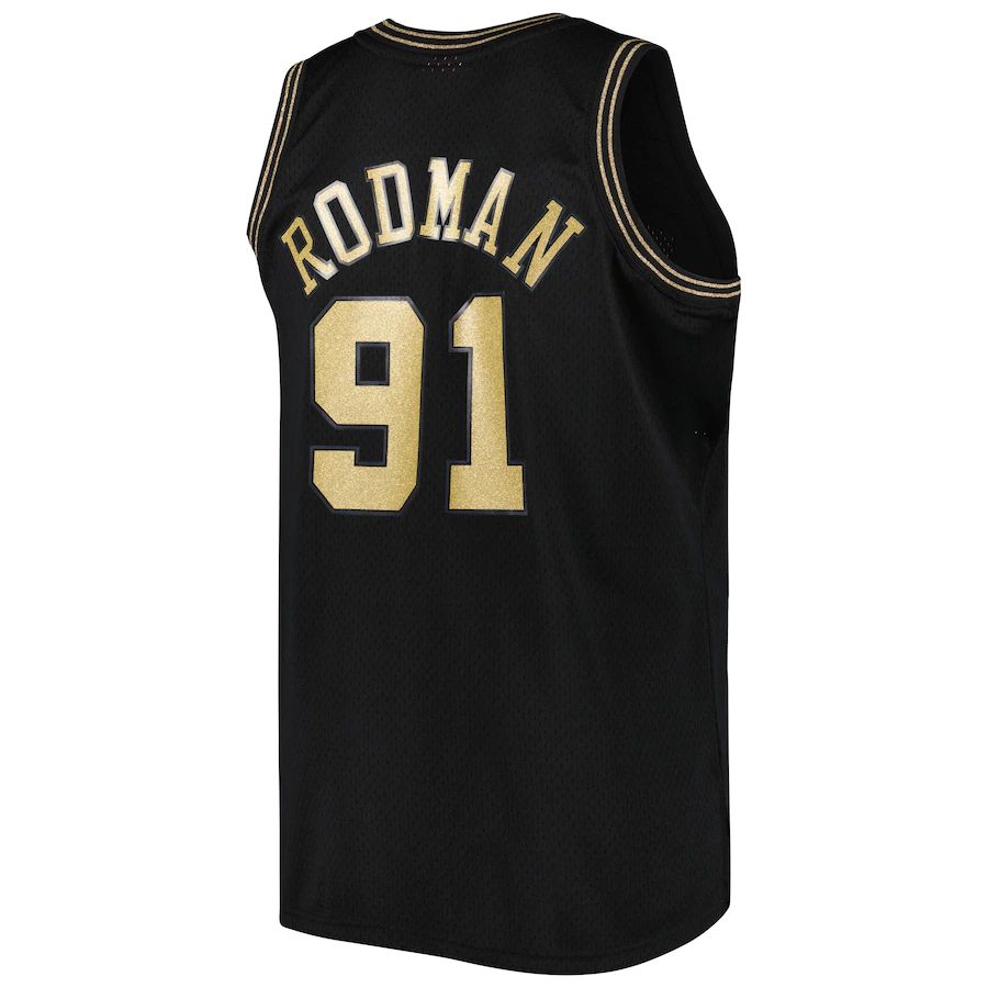 C.Bulls #91 Dennis Rodman Mitchell & Ness Team Big & Tall Hardwood Classics 1997-98 Swingman Jersey Black Stitched American Basketball Jersey UNEC