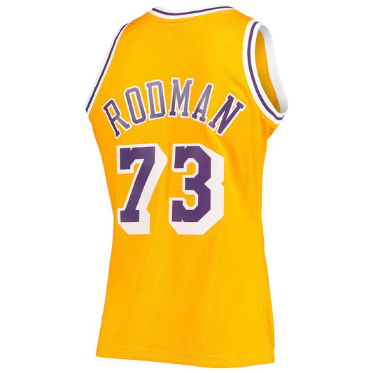 LA.Lakers #73 Dennis Rodman Mitchell & Ness 1998-99 Hardwood Classics Swingman Jersey Gold Stitched American Basketball Jersey UNEC