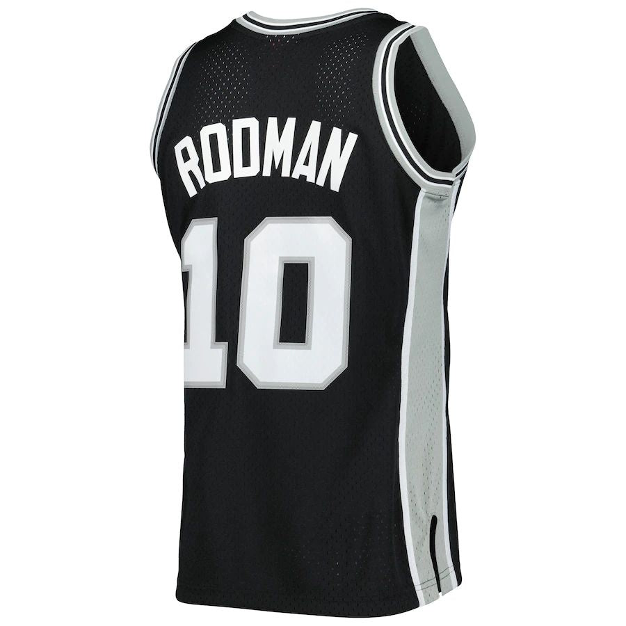 S.Antonio Spurs #10 Dennis Rodman Mitchell & Ness 1993-94 Hardwood Classics Swingman Jersey Black Stitched American Basketball Jersey UNEC