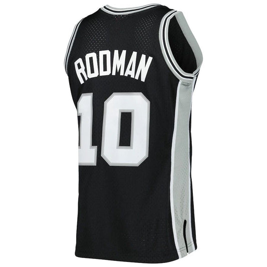 S.Antonio Spurs #10 Dennis Rodman Mitchell & Ness 1993-94 Hardwood Classics Swingman Jersey Black Stitched American Basketball Jersey UNEC