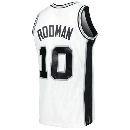S.Antonio Spurs #10 Dennis Rodman Mitchell & Ness 1993-94 Hardwood Classics Swingman Jersey White  Stitched American Basketball Jersey UNEC