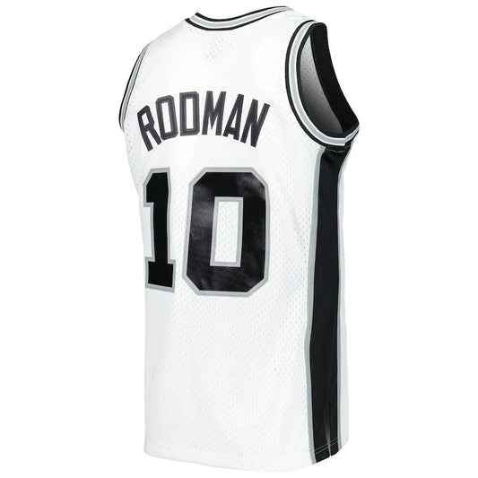S.Antonio Spurs #10 Dennis Rodman Mitchell & Ness 1993-94 Hardwood Classics Swingman Jersey White  Stitched American Basketball Jersey UNEC