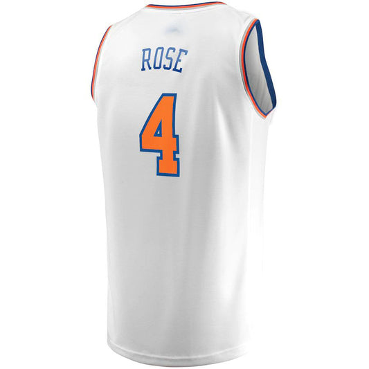 NY.Knicks #4 Derrick Rose Fanatics Branded 2022-23 Fast Break Replica Jersey White Association Edition Stitched American Basketball Jersey UNEC