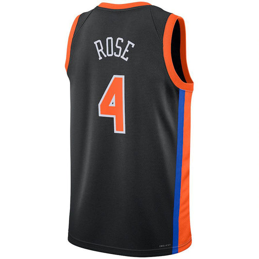 NY.Knicks #4 Derrick Rose Unisex 2022-23 Swingman Jersey City Edition Navy Stitched American Basketball Jersey UNEC