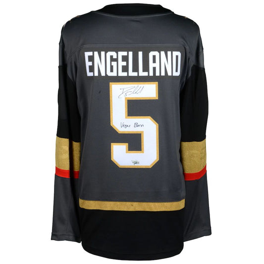 V.Golden Knights #5 Deryk Engelland Fanatics Authentic Autographed Breakaway Jersey with Vegas Born Inscription Gray Stitched American Hockey Jersey UNEC