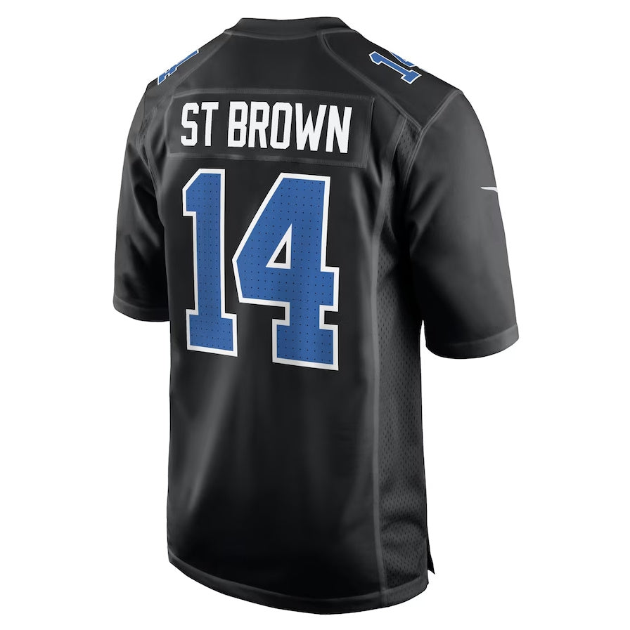 D.Lions #14 Amon-Ra St. Brown Carbon Black Carbon Fashion Stitched American Football Jerseys