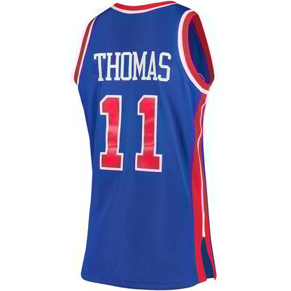 D.Pistons #11 Isiah Thomas Mitchell & Ness 1988-89 Hardwood Classics Swingman Jersey - Blue American Basketball Jersey UNEC