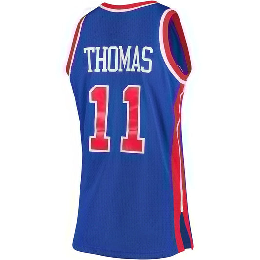 D.Pistons #11 Isiah Thomas Mitchell & Ness 1988-89 Hardwood Classics Swingman Jersey - Blue American Basketball Jersey UNEC